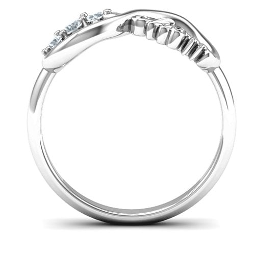 Mom's Infinite Love with Stones Ring – 10K White Gold with Cubic Zirconia