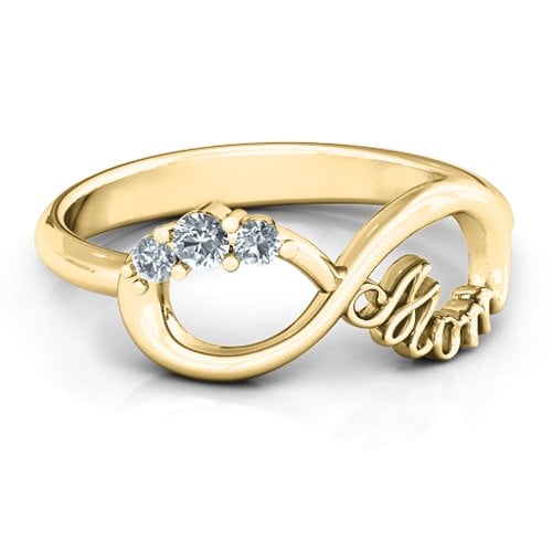 Mom's Infinite Love with Stones Ring – 10K Yellow Gold with Cubic Zirconia