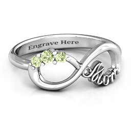 Mom's Infinite Love with Stones Ring in 925 Sterling Silver with Peridot