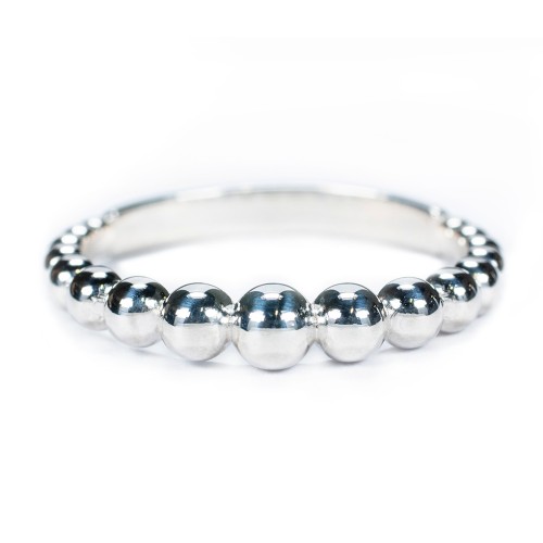 Graduated Beaded Stacking Ring – 10K White Gold