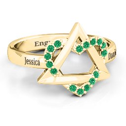 Adoption Ring in 10K Solid Yellow Gold with Green Premium Zirconia