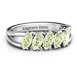 Angled Marquise Ring in 925 Sterling Silver with Peridot