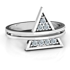 Triangle of Glam Geometric Ring – Sterling Silver with Cubic Zirconia