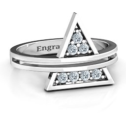 Triangle of Glam Geometric Ring in 925 Sterling Silver