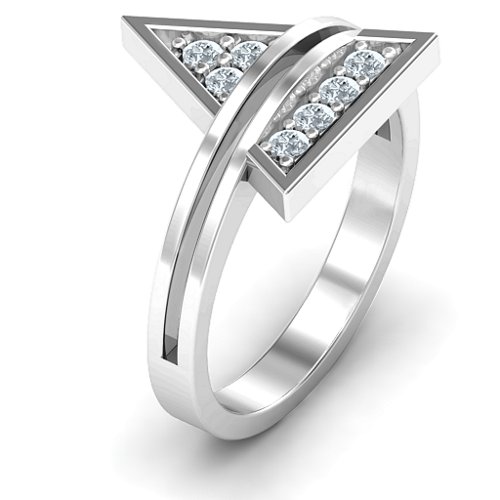 Triangle of Glam Geometric Ring – Sterling Silver with Cubic Zirconia