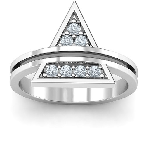 Triangle of Glam Geometric Ring – Sterling Silver with Cubic Zirconia