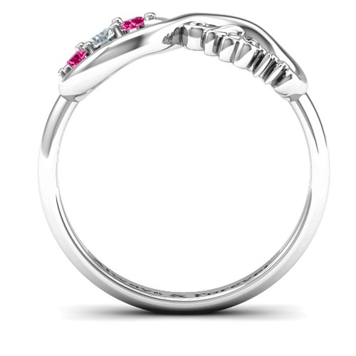 Mum's Infinite Love with Stones Ring – Sterling Silver with Cubic Zirconia and Ruby
