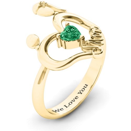 Unbreakable Bond Heart Ring – 10K Yellow Gold with Emerald