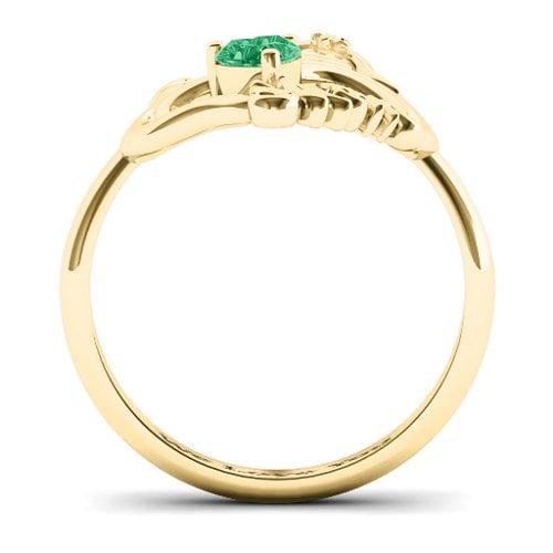 Unbreakable Bond Heart Ring – 10K Yellow Gold with Emerald