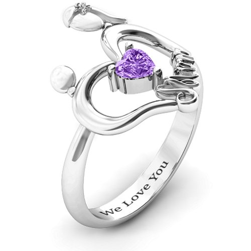 Unbreakable Bond Heart Ring – Sterling Silver with Amethyst