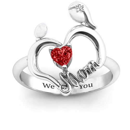Unbreakable Bond Heart Ring – Sterling Silver with Garnet