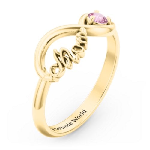 Mom's Infinity Ring – 10K Yellow Gold with Pink Tourmaline