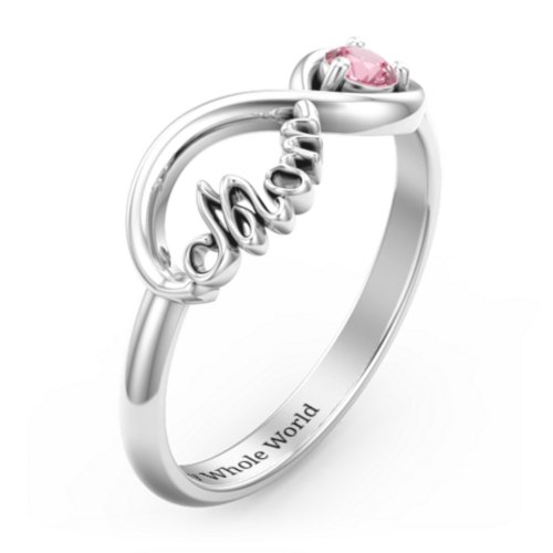Mom's Infinity Ring – Sterling Silver with Pink Tourmaline