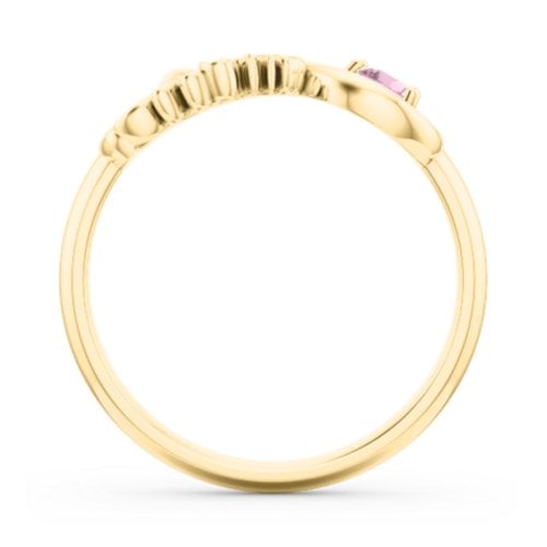 Mom's Infinity Ring – 10K Yellow Gold with Pink Tourmaline