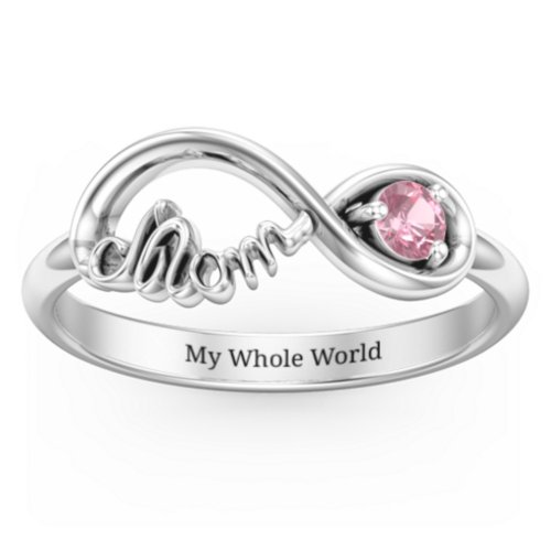 Mom's Infinity Ring – Sterling Silver with Pink Tourmaline