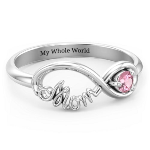 Mom's Infinity Ring – Sterling Silver with Pink Tourmaline