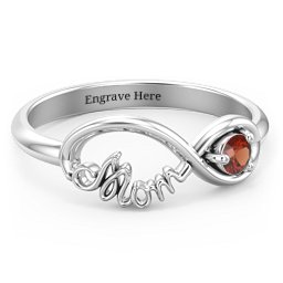 Mom's Infinity Ring in 925 Sterling Silver with Garnet