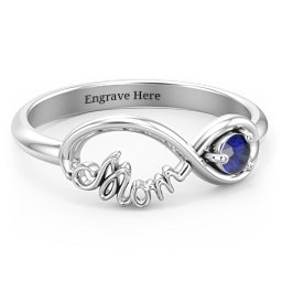 Mom's Infinity Ring in 925 Sterling Silver with Blue Sapphire