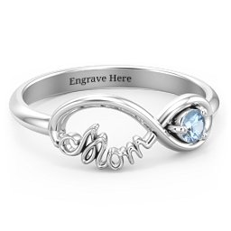 Mom's Infinity Ring in 925 Sterling Silver with Blue Topaz