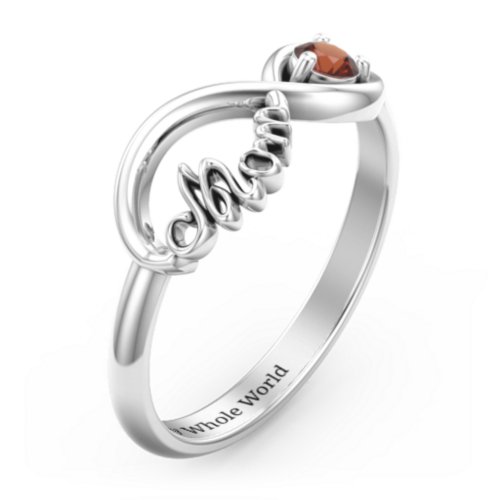 Mom's Infinity Ring – Sterling Silver with Garnet
