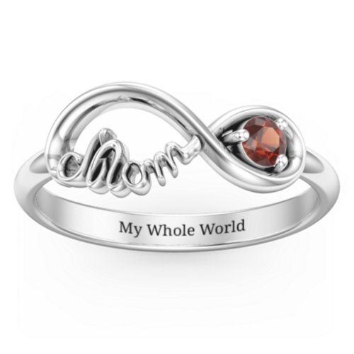 Mom's Infinity Ring – Sterling Silver with Garnet