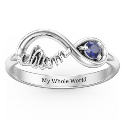 Mom's Infinity Ring – Sterling Silver with Blue Sapphire
