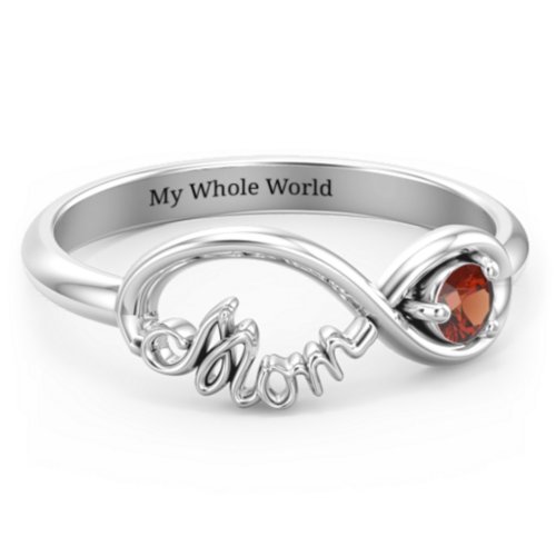 Mom's Infinity Ring – Sterling Silver with Garnet