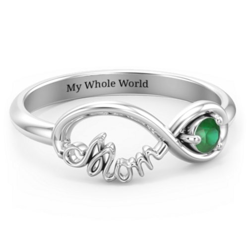 Mom's Infinity Ring – Sterling Silver with Emerald