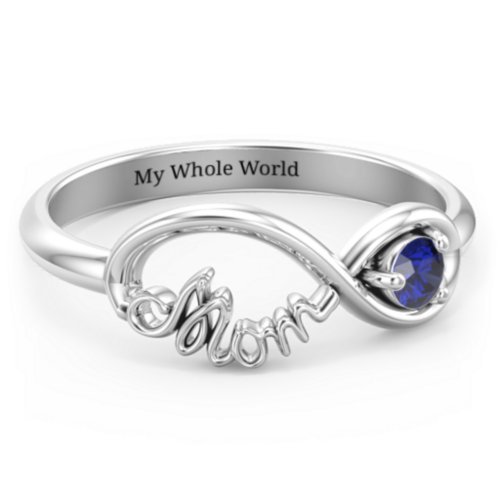 Mom's Infinity Ring – Sterling Silver with Blue Sapphire
