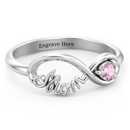 Mom's Infinity Ring in 10K Solid White Gold with Pink Tourmaline