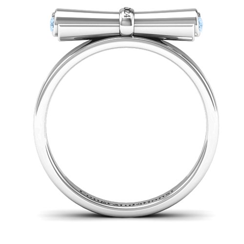 Diploma Scroll Graduation Ring – Sterling Silver with Aquamarine
