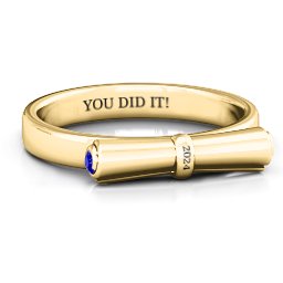Diploma Scroll Graduation Ring in 10K Solid Yellow Gold