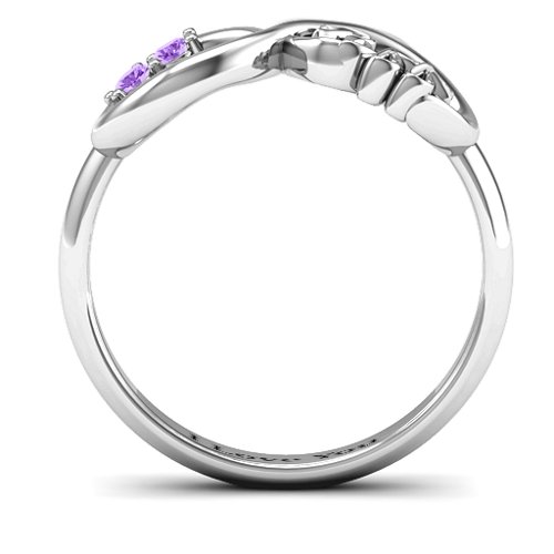 BFF Friendship Infinity Ring with 2 - 7 Stones – Sterling Silver with Amethyst