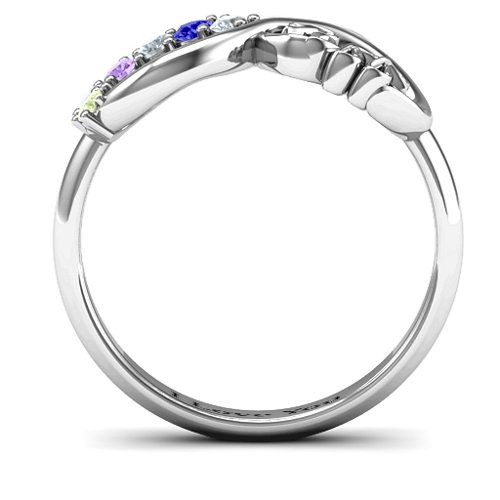 BFF Friendship Infinity Ring with 2 - 7 Stones – Sterling Silver with Cubic Zirconia, Blue Sapphire, Amethyst, and Peridot