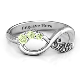 2-4 Stone Sisters Infinity Ring in 925 Sterling Silver with Peridot and Cubic Zirconia