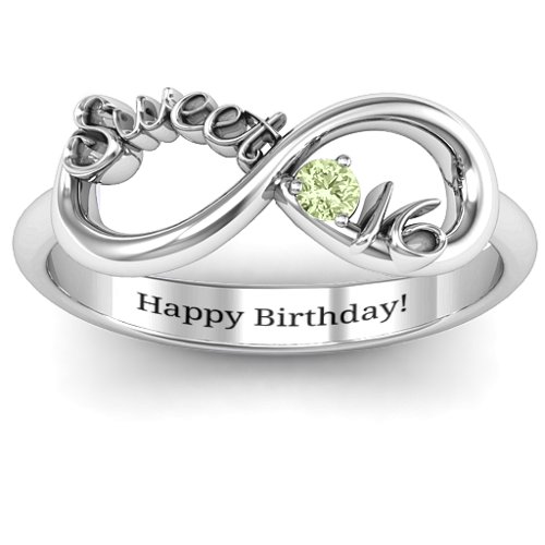Sweet 16 with Birthstone Infinity Ring