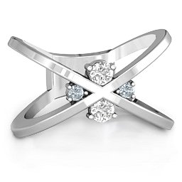 4 Stone Crossover Ring