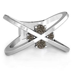 4 Stone Crossover Ring