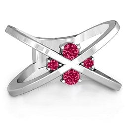 4 Stone Crossover Ring