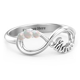Mom's Infinite Love Ring with 2-10 Stones in 925 Sterling Silver with Opal, Cubic Zirconia, Citrine, Pink Tourmaline, and Fancy Brown Premium Zirconia