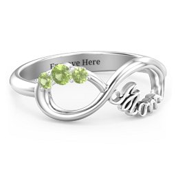 Mom's Infinite Love Ring with 2-10 Stones in 925 Sterling Silver with Peridot, Cubic Zirconia, Citrine, Pink Tourmaline, and Fancy Brown Premium Zirconia