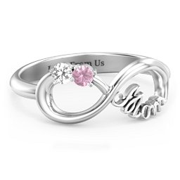 Mom's Infinite Love Ring with 2-10 Stones in 925 Sterling Silver with Cubic Zirconia, Pink Tourmaline, Citrine, and Fancy Brown Premium Zirconia