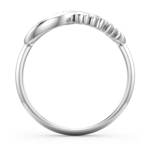 Mom's Infinite Love Ring with 2-10 Stones – Sterling Silver with Cubic Zirconia and Pink Tourmaline
