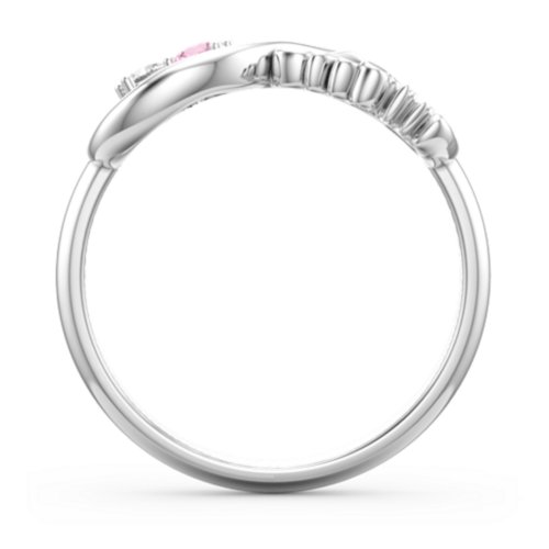 Mom's Infinite Love Ring with 2-10 Stones – Sterling Silver with Cubic Zirconia and Pink Tourmaline
