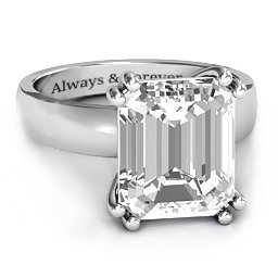 Basket Set Emerald Cut Ring in 925 Sterling Silver with White Premium Zirconia