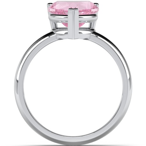 Heart Stone in a Double Gallery Setting Ring – Sterling Silver with Fancy Pink Premium Zirconia