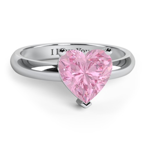 Heart Stone in a Double Gallery Setting Ring – Sterling Silver with Fancy Pink Premium Zirconia