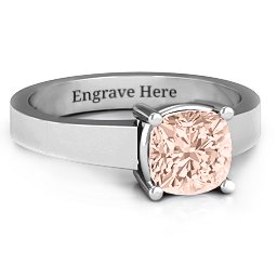 Cushion Cut Solitaire Ring in 925 Sterling Silver with Morganite