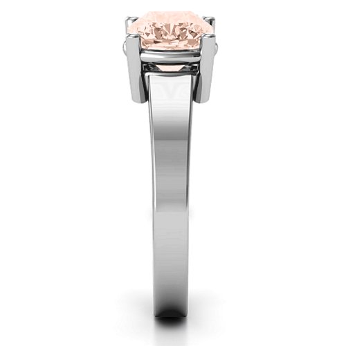 Cushion Cut Solitaire Ring – Sterling Silver with Morganite