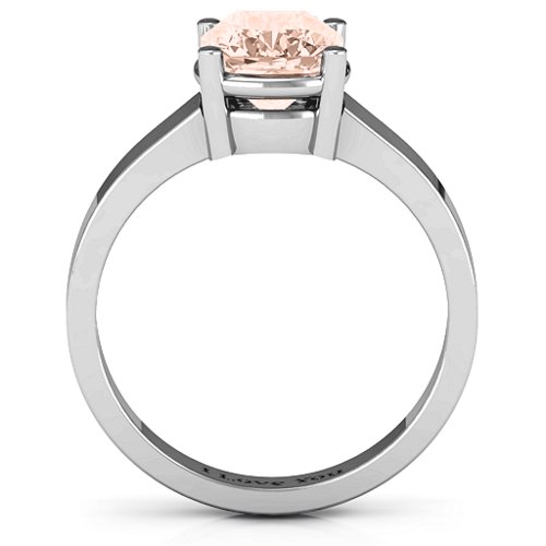 Cushion Cut Solitaire Ring – Sterling Silver with Morganite